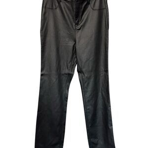 Black Faux Leather Straight-Leg Pants